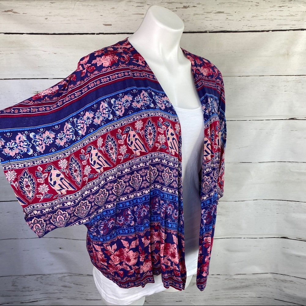 3/$30 Forever 21 Boho Kimono Floral Bird Print